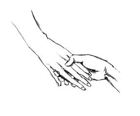 hand sketch holding hands
