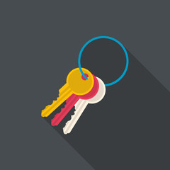 Keys flat icon with long shadow. Vector illustration.