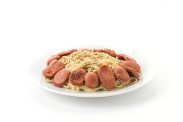 spaghetti cream sauce with sausage