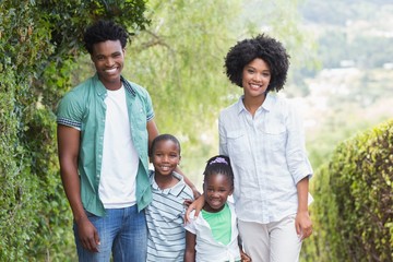 Happy family walking together