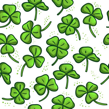 Seamless pattern with green clover. Good background for St