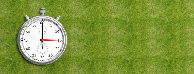 Silver chronometer on green grass