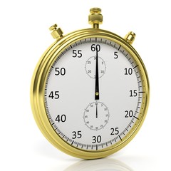 Golden chronometer, isolated on white background