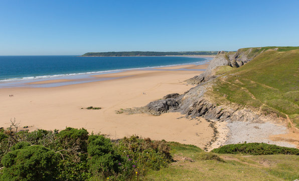 Pobbles beach The Gower Peninsula Wales uk by Three Cliffs Bay