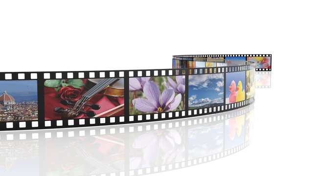 Filmstrip with pictures isolated on white background