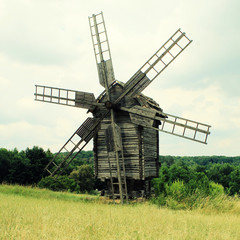 Fototapeta premium old rural windmill, Pirogovo, Ukraine