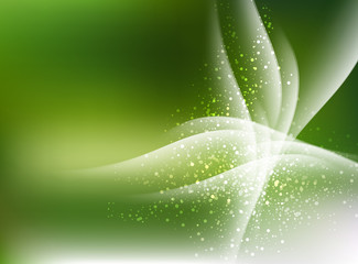 Fresh green christmas background with snow white wind 
