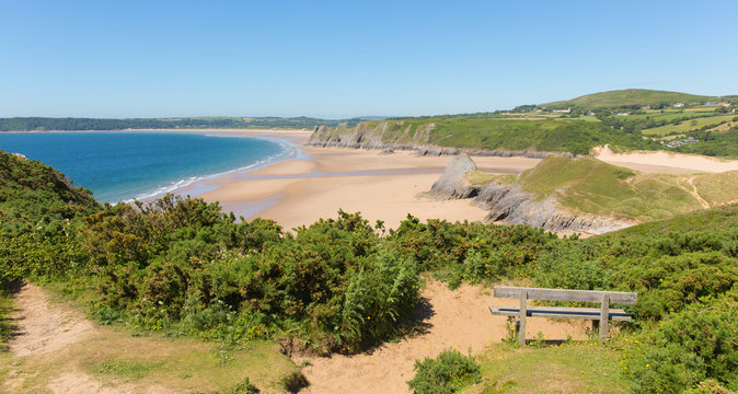 The Gower Peninsula Wales uk Pobbles beach by Three Cliffs Bay