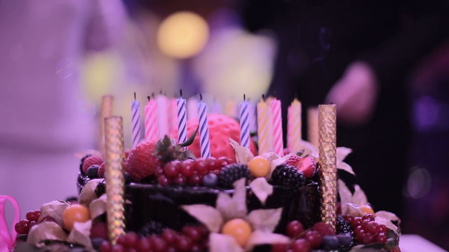 Happy Birthday cake with fireless candles