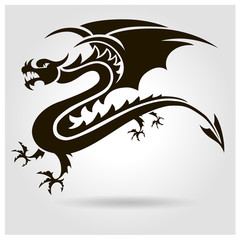 Oriental black dragon with wings