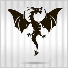 Vector dragon on a gray background