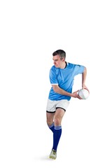 Rugby player doing a side pass