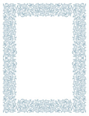 Floral frame in medieval style. Ornament of interwoven stems, foliage and flowers. Vector page decoration