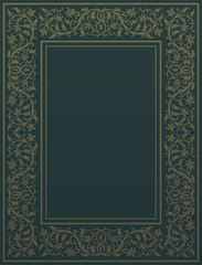 Floral frame in medieval style. Ornament of interwoven stems, foliage and flowers. Vector page decoration