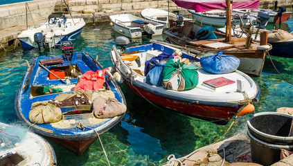 Fototapeta na wymiar Mediterranean retro fishing boats