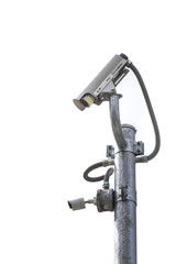 Outdoor CCTV Camera on the pole with White Background