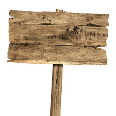 Wooden sign isolated on white. Wood old planks sign