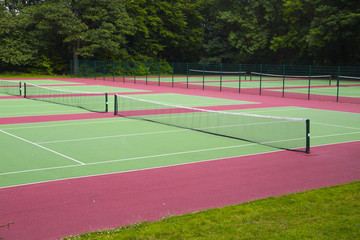 Brightly coloured tennis court