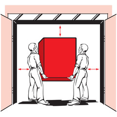 Safety at work: Safe distance to door frame by manual transport of heavy items