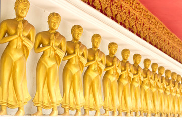 Gold priest statue in Thailand temple
