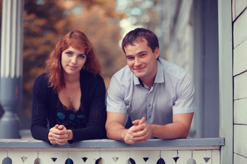 Autumn couple love walk