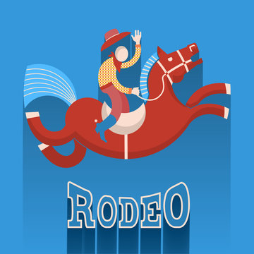 Rodeo poster.Cowboy on horse
