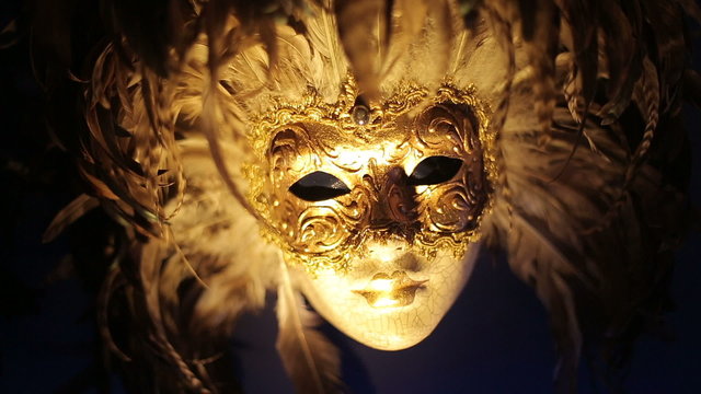 Close up footage of an elegant venecian carnival mask
