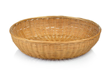 Fototapeta premium Wooden bamboo basket isolated on white background