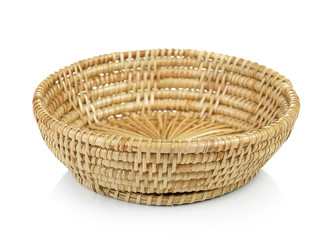 Fototapeta premium vintage weave wicker basket isolated on white background