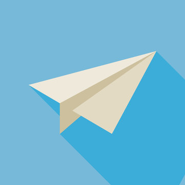 Flat Freelance Paper Plane Illustration with Long Shadow