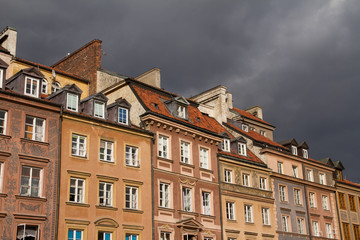 Warsaw historic main square facades