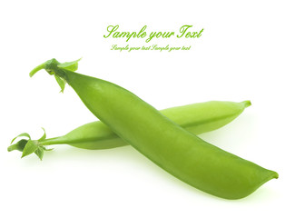 fresh green peas on a white background. Selective focus