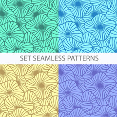 Vector seamless doodle pattern. Set of four Abstract colors floral patterns, background. For cards, textile, wallpapers, web pages