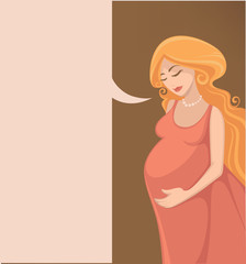 happy pregnant woman and speech bubble