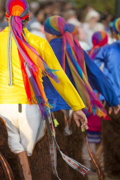 Men dancing during Carnival, Galapagos Islands