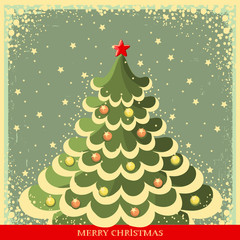 Vintage Christmas background with tree