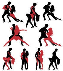 Set of dancing silhouettes.