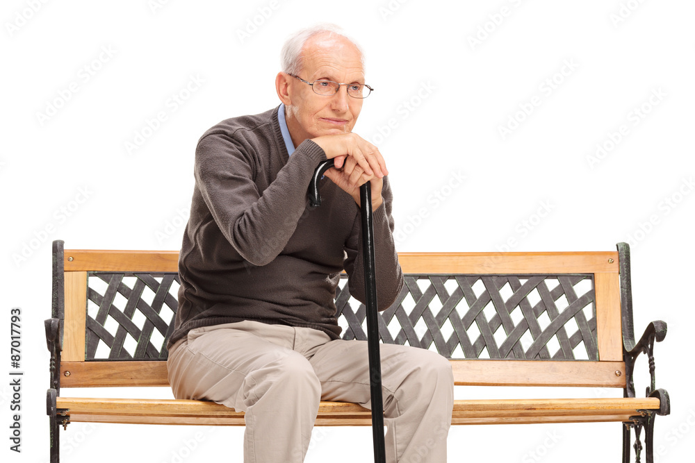 Sticker studio shot of a pensive senior gentleman