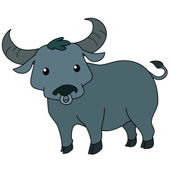 cute Thai buffalo standing on white background vector