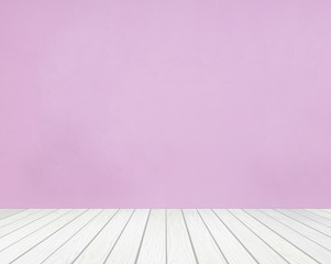 room interior with color wall and white wood floor