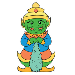 Thai giant green sculpture standing vector