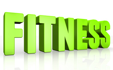 3D fitness text on white background