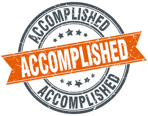 accomplished round orange grungy vintage isolated stamp