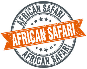 african safari round orange grungy vintage isolated stamp
