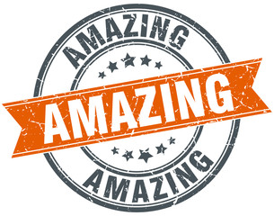 amazing round orange grungy vintage isolated stamp