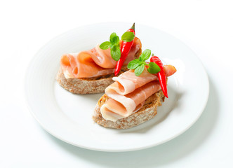 Prosciutto open faced sandwiches