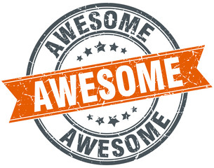 awesome round orange grungy vintage isolated stamp