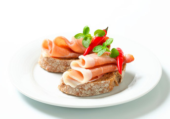 Prosciutto open faced sandwiches