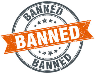 banned round orange grungy vintage isolated stamp