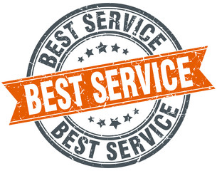 best service round orange grungy vintage isolated stamp